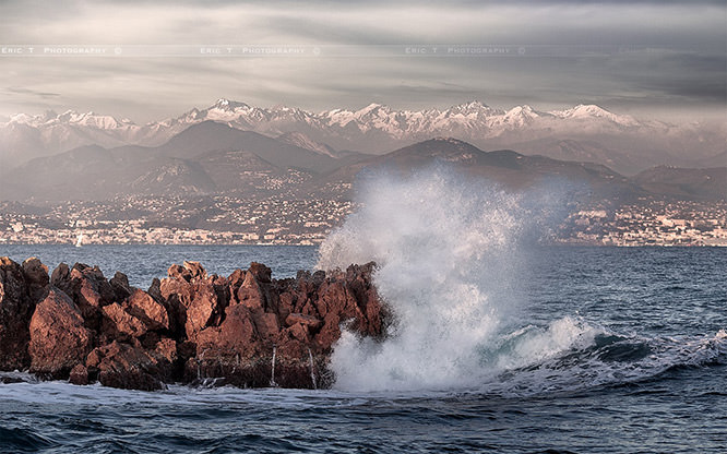 View on the Maritime Alps from Cap d'Antibes