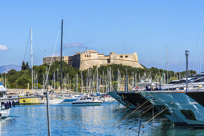 Boats and yachts moored in Antibes French Riviera