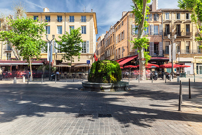 Mossy fountain on the Cours Mirabeau Aix-en-Provence