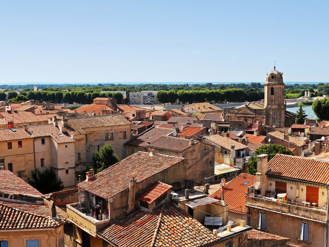 View above old town of Arles