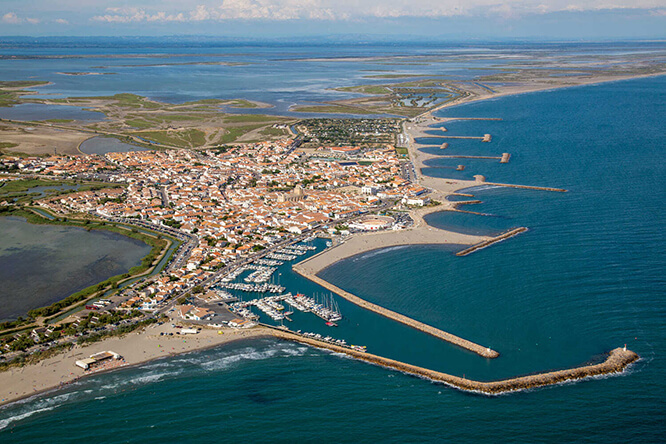 Aerial view of Saintes-Maries-de-la-Mer