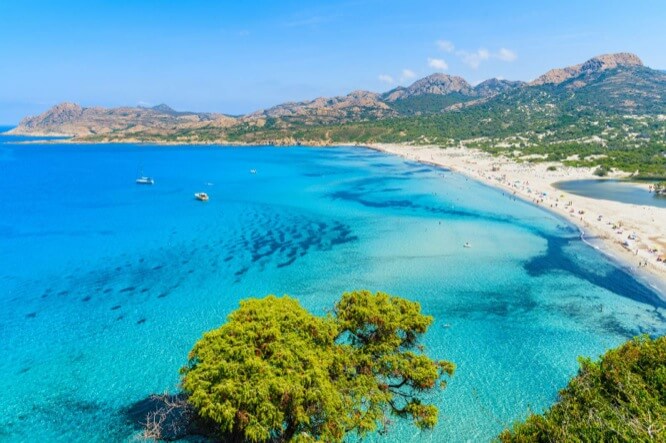 View of Ostriconi beach with beautiful sea lagoon