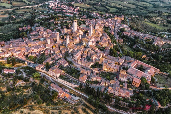 Aerial view of San Gimignano