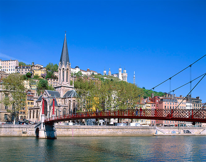 City skyline with Pont Bonaparte and Saone River