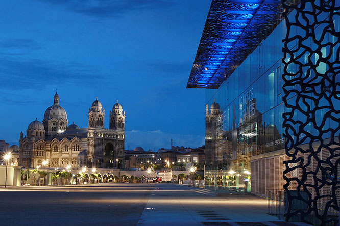 View of the Mucem and the cathedral de la Major