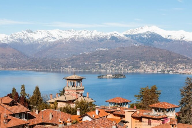 Isola Madre and Italian Alps lake Maggiore