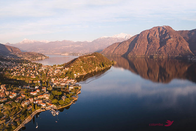 Panoramic sunset in Ossuccio lake Como