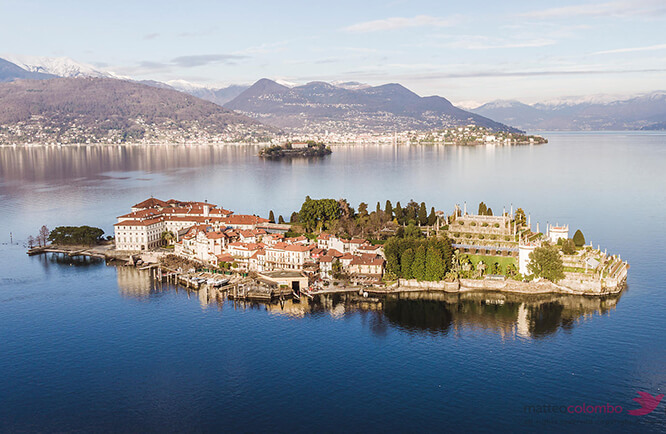 Sunset over Isola Bella lake Maggiore