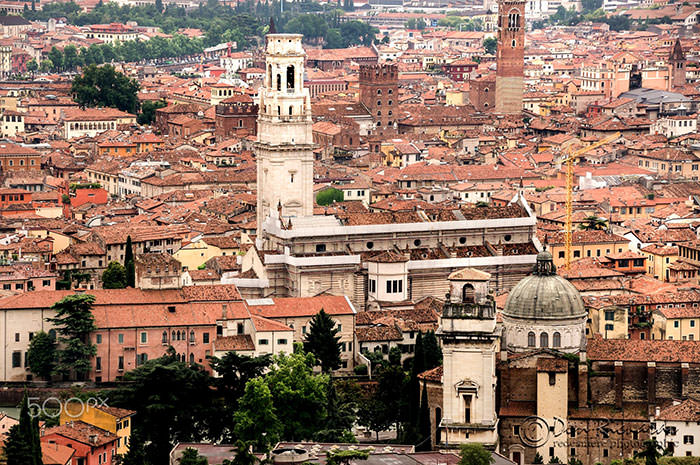 View of Verona from the hillside overlooking the city