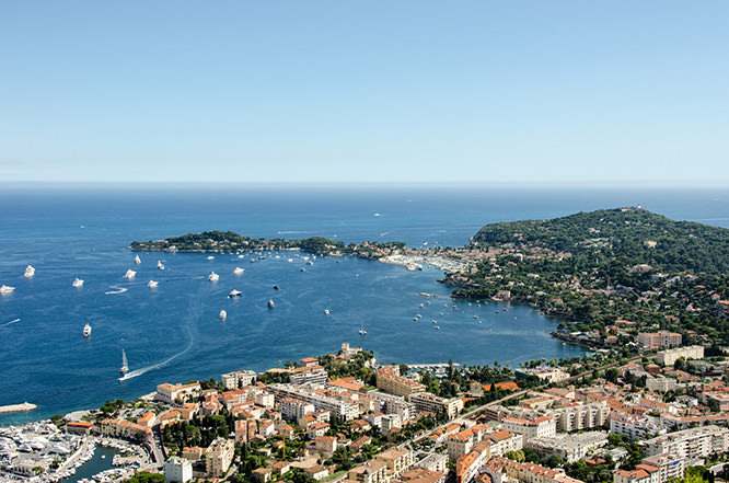 Beaulieu and St Jean Cap Ferrat in the foreground French Riviera