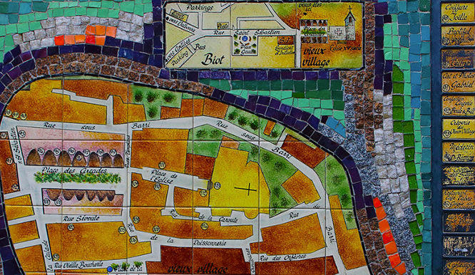 Plan de la ville de Biot, French Riviera