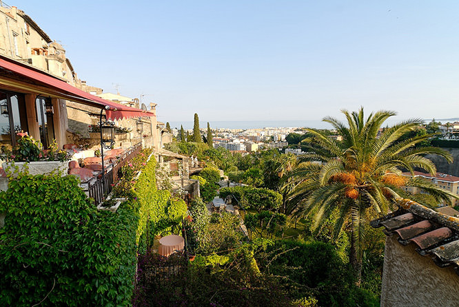 The view from our room at Le Cagnard Hotel