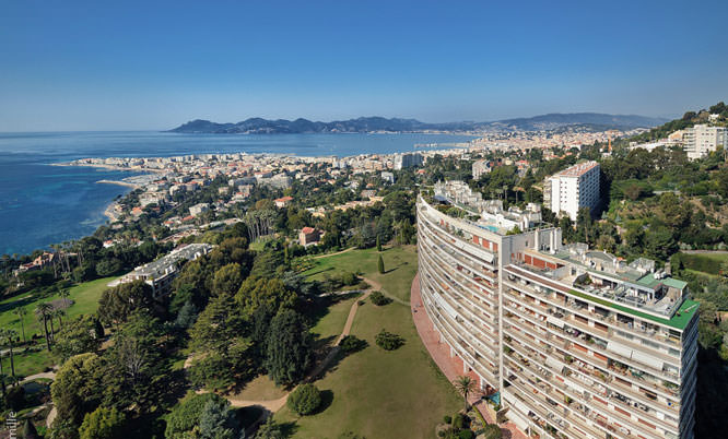 Hexacopter Drone Aerial View of Cannes St Michel, French Riviera