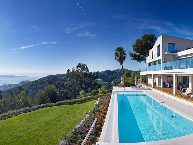 Terrasse in Cannes with Lerins Islands in the background French Riviera