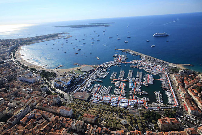 Aerial view of the port of Cannes