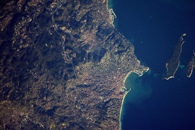 View of Cannes from space