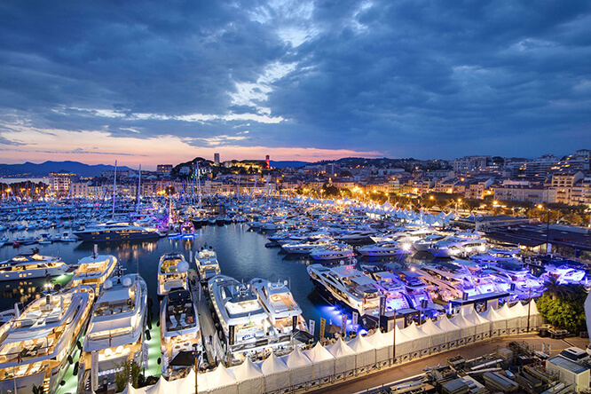 Old Port of Cannes by night French Riviera