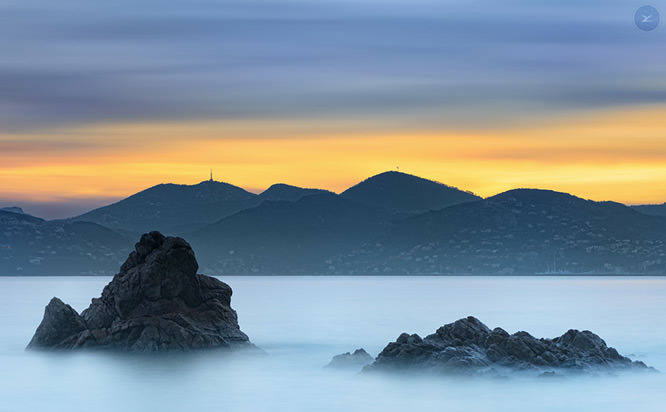 Sunset from the Esterel Mountains to Cannes
