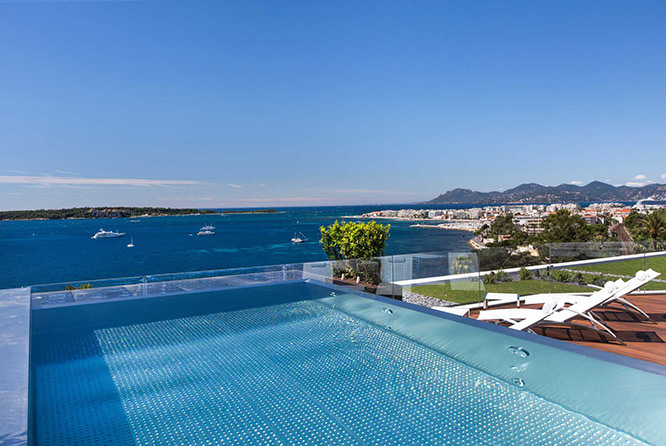 Terrasse in Cannes with Lerins Islands in the background French Riviera