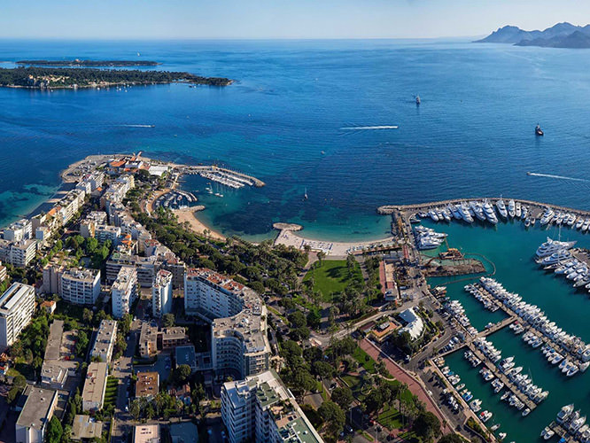 Cap de la Croisette with Lerins Islands in the background French Riviera