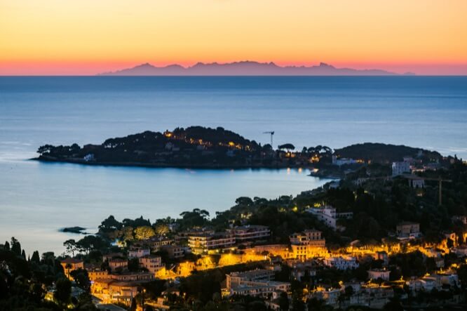 Beautiful view of Corsica from St Jean Cap ferrat