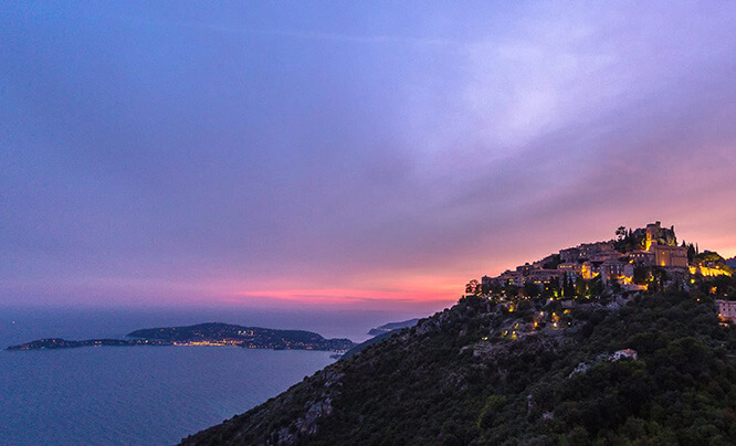 Èze village with St Jean Cap Ferrat in the background