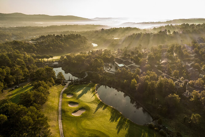 Aerial view of the Terre Blanche Golf in Tourrettes