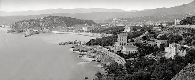 Château Port and Lazaret from Villefranche road in 1871