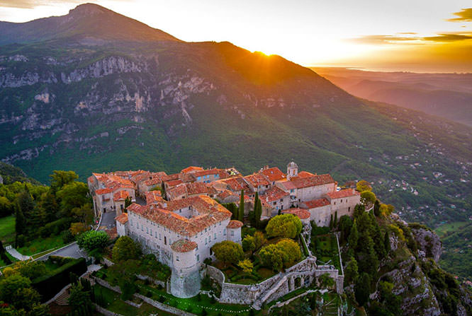 Drone view of Gourdon French Riviera