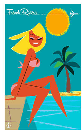 French Riviera Illustration