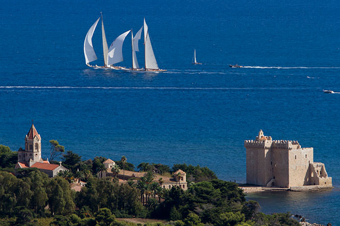 Fortified monastery of the St Honorat island located on a peninsula in the South of the island