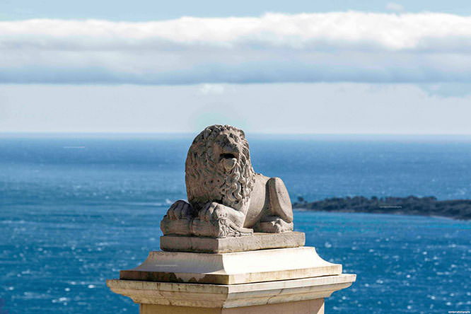 Sculpture with Lerins in the background