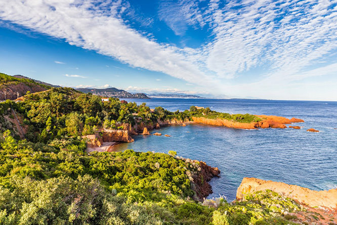 Esterel Massif And Red Rocks Covered by Trees
