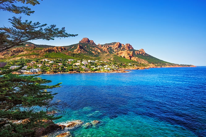 Esterel mediterranean red rocks coast French Riviera