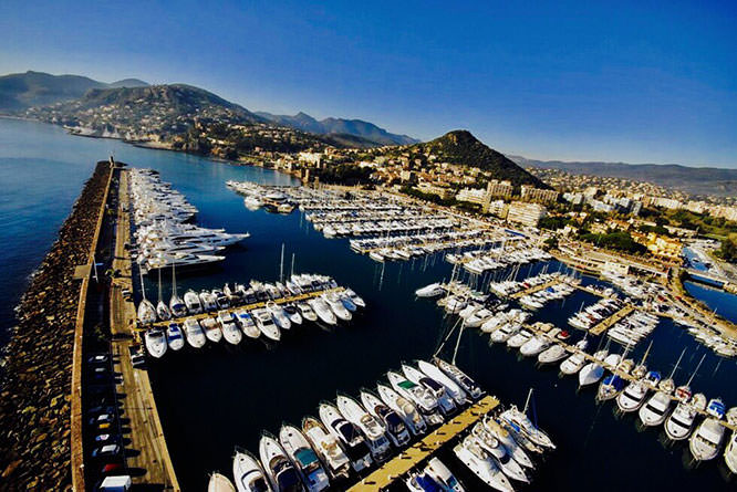 Aerial view of the port of Mandelieu-la-Napoule