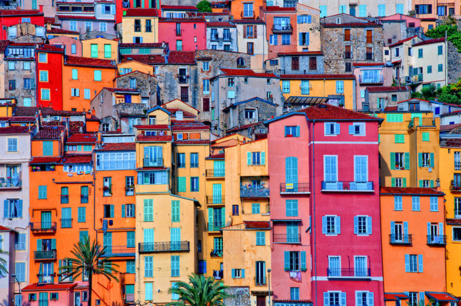 Colorful houses of Menton French Riviera