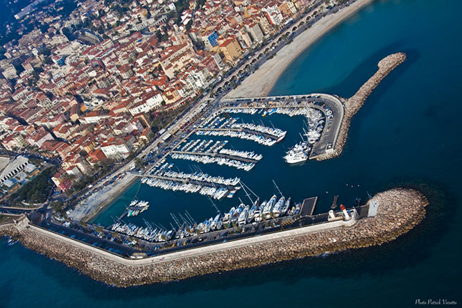Aerial view of the port of Menton