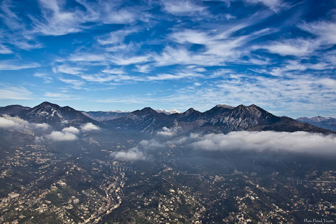 Aerial view of the North of Menton with the surroundings mountains