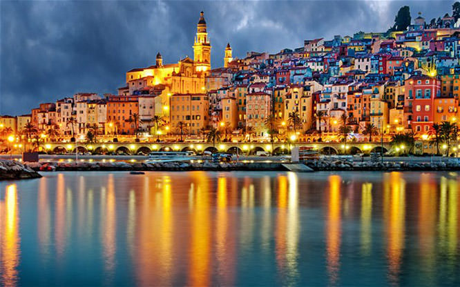 Menton by night French Riviera