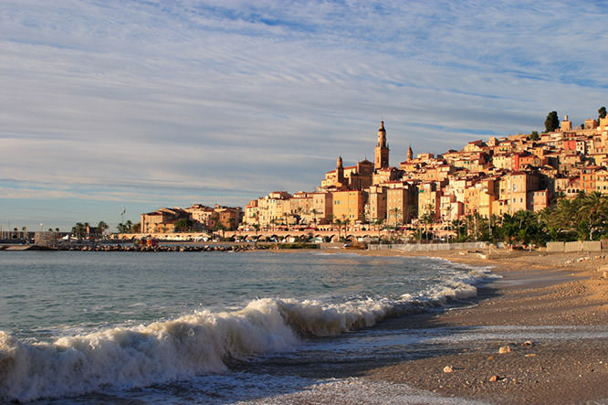 Panoramic view of the old town and beach