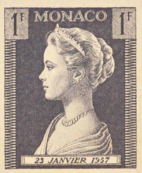 Portrait of Grace Kelly Princess Grace of Monaco 1957 Monaco postage stamp