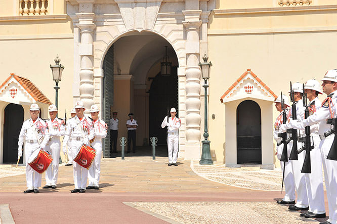 The changing of the guard in front of the Prince's Palace of Monaco