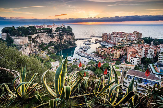 View of the Fontvieille area and the rock of Monaco