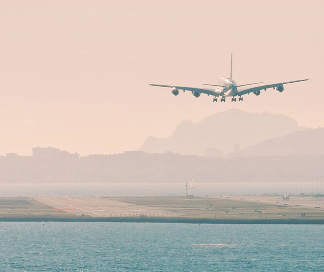 A380 landing at Nice airport