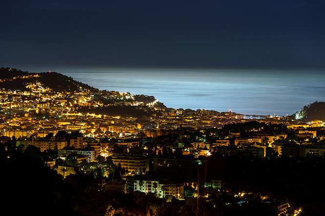 Night view to Nice French Riviera