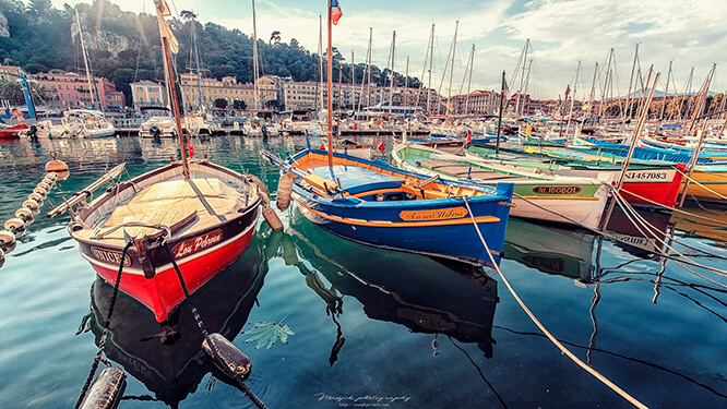 Port Lympia and traditional fishing boats