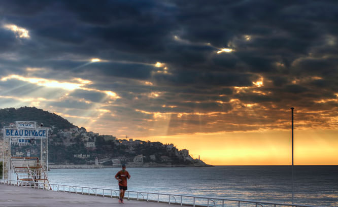 Running on Promenade des Anglais Nice French Riviera
