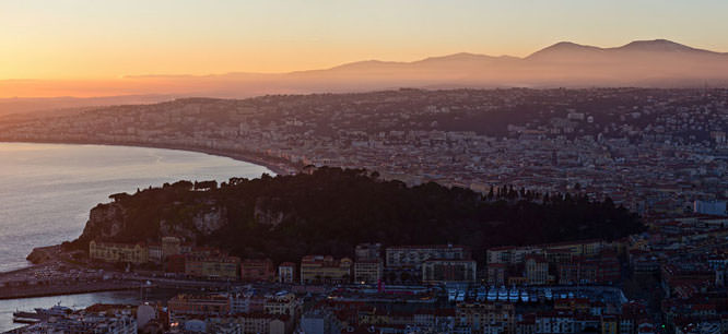 Nice in twilight French Riviera