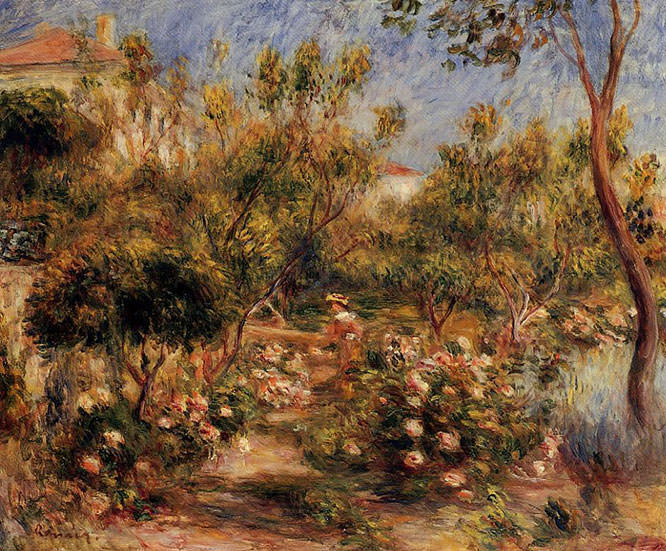 Young Woman in a Garden - Cagnes 1903-1905 by Pierre Auguste Renoir