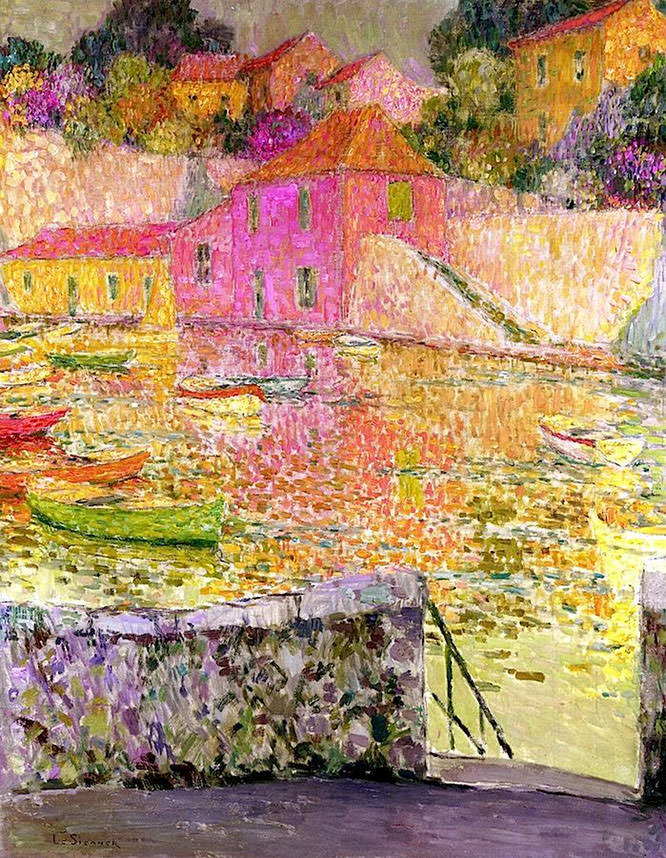 The Harbor Saint-Jean-Cap-Ferrat by Henri Le Sidaner French Riviera Paintings